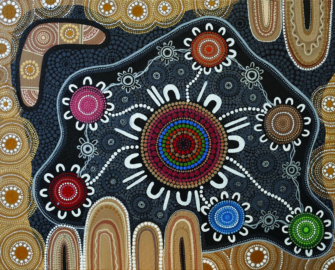Artwork by Heloise Parker depicting the six Red Invest companies growing from a shared foundation